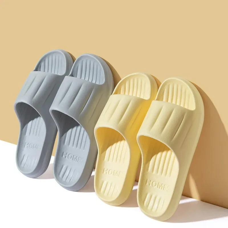 Color: Lavender, Shoe Size: 36 - Home Slippers Women Men Summer Sandals Soft EVA Slides Beach Flip Flops Couples Bathroom Non-slip Shoes