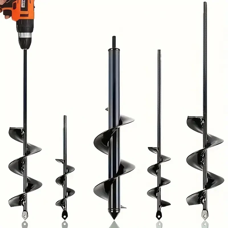 KENDO 4-Piece Auger Drill Bit Set, Carbide Spiral for Planting