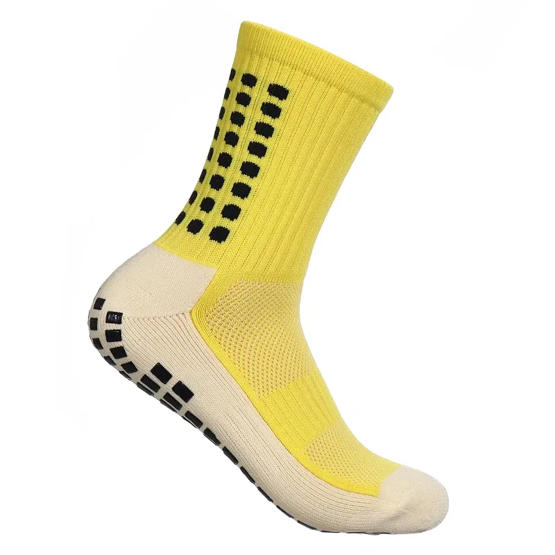 Color: Yellow - Anti-slip Soccer Women Men Outdoor Sport Grip Football Yoga Socks