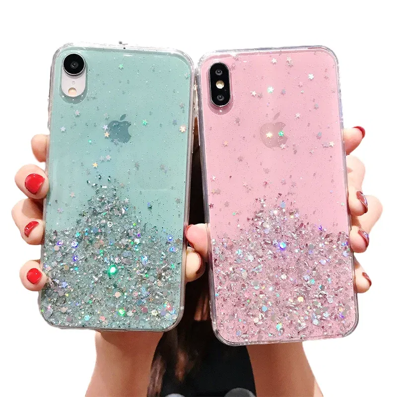 Color: green, Compatible-Phone Models: For iPhone 15 Pro - 16 Pro Max, Epoxy Resin Case, iPhone 15 Case with Sequins, Epoxy Case, iPhone 14 Case, Glitter Girls Designs, 13 Pro Max, 15Pro