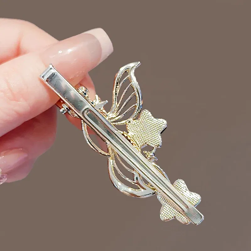 Color: Blue - Dreamy Blue Fishtail Starfish Glaze Duckbill Clip Women Forehead Bangs Barrettes Alloy Side Clip Super Fairy Hair Accessories