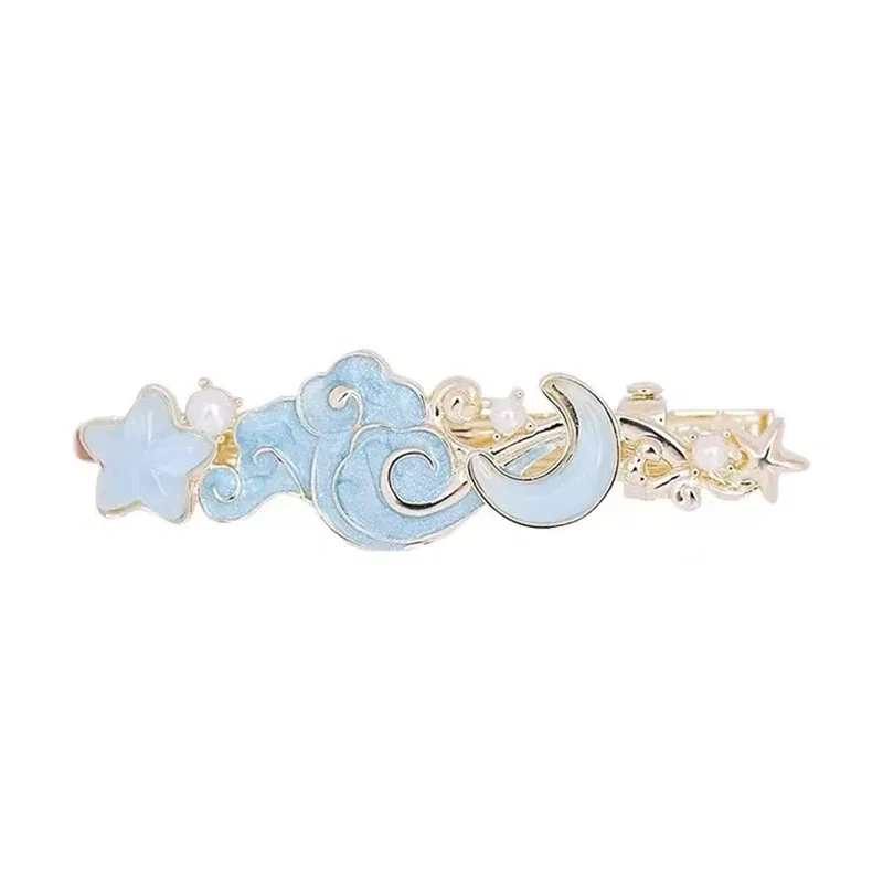 Color: Blue - Dreamy Blue Fishtail Starfish Glaze Duckbill Clip Women Forehead Bangs Barrettes Alloy Side Clip Super Fairy Hair Accessories