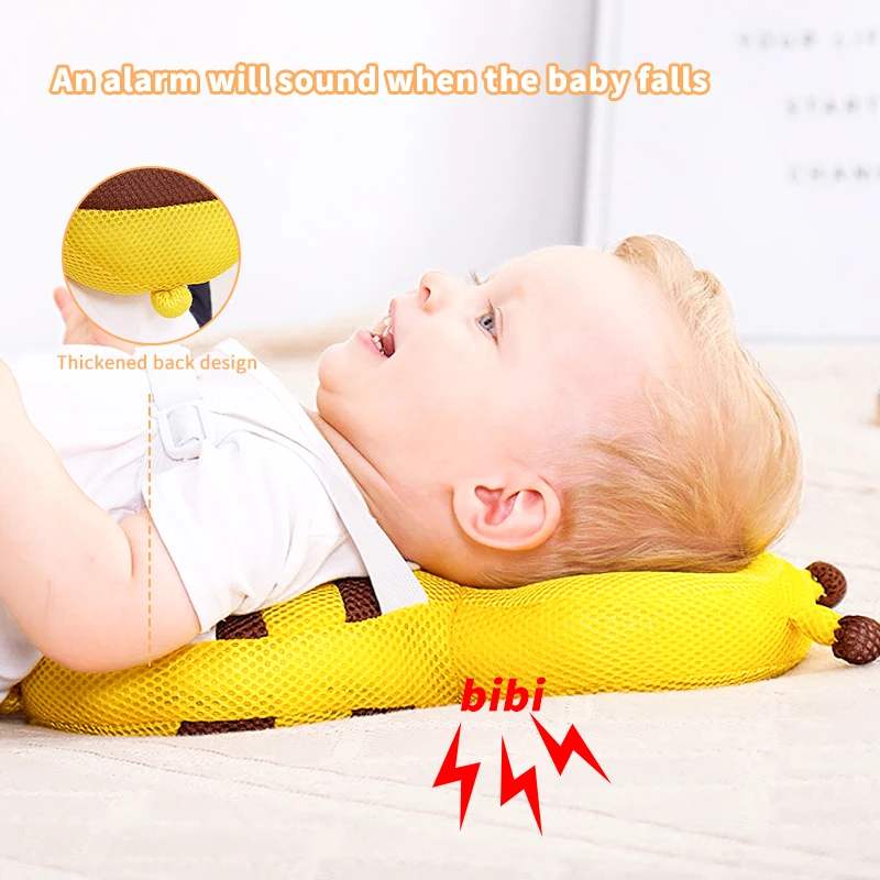 Color: black - Head Back Protector Baby Protect Pillow Learn Walk Headgear Prevent Injured Safety Pad prevention Fall Cartoon Bee Kids Pillows