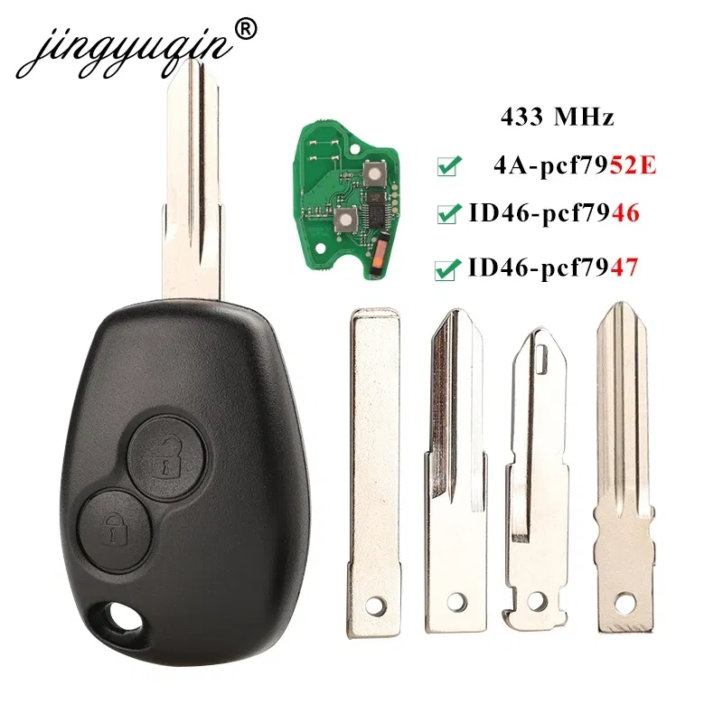 Color: GRAY, Number of Buttons: 3 Buttons - jingyuqin 2BTN Remote Key For Renault Duster Modus Clio 3 Twingo DACIA Logan Sandero Kangoo 433MHz PCF7946 PCF7947 pcf7952E Chip