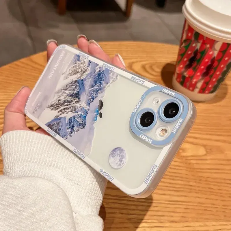 Color: Gold, Material: PE - Retro INS Sunset Sky Clouds Moon Pattern Case For Samsung Galaxy S10 S20 S21 S22 S23 S24 FE Plus Ultra Note 20 Shockproof Cover