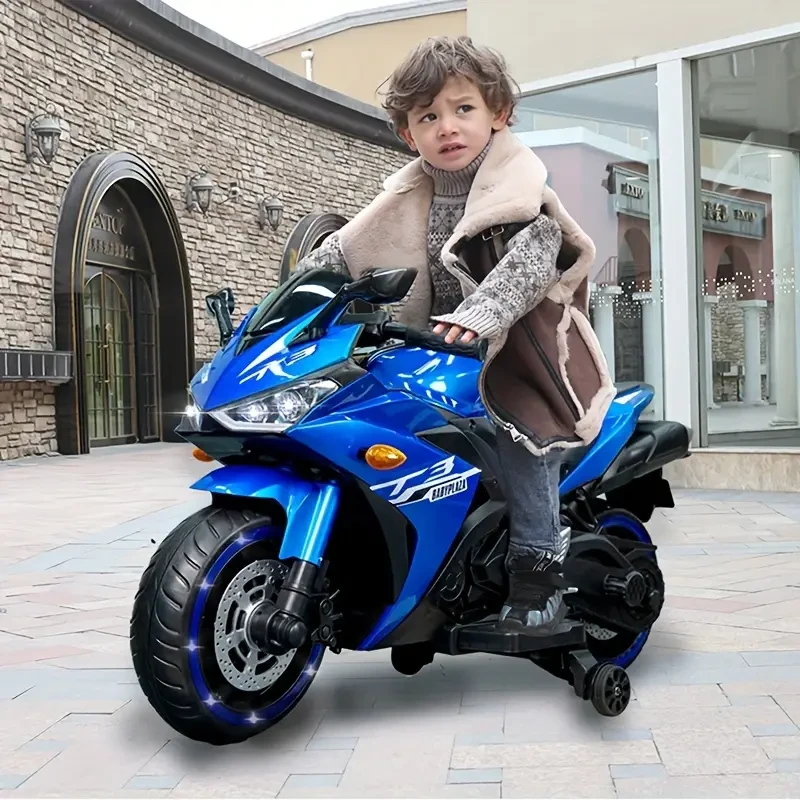 Kids motorcycle 12V motorcycle for kids 3-8 years Boys Girls 12v7ah kids motorcycle ride on toy with Training Wheels/manual throttle/drive by hand/Lighting wheels. Halloween Christmas Gift
