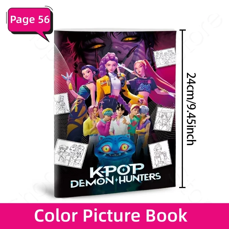 Color: MULTI - KPop Demon Hunter Coloring Books Anime Cartoon Line Drawing Children's Sketch Picture Book Kid's Birthday Gift / Christmas Gift