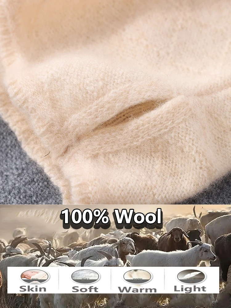 Color: wine red, Size: One Size - 100% Merio Wool Neck Warmer Women Winter Warm Fashion Hollow Out Cover Tube Scarf Ear Face Mask False Collar Autumn Headband