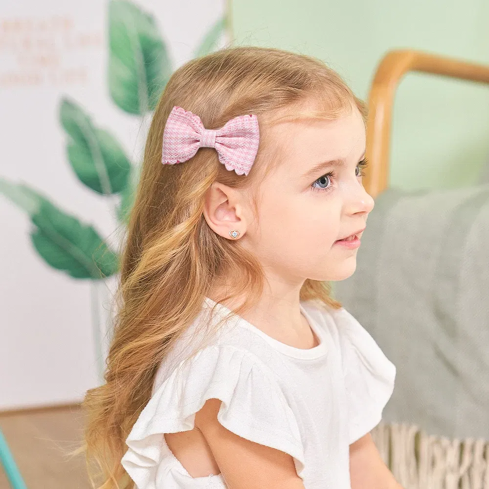 Color: Dark Grey - 2Pcs/Set Solid Color Kids Bows Hair Clips for Baby Girls Handmade Plaid Bowknot Hairpin Barrettes Photograph Hair Accessories
