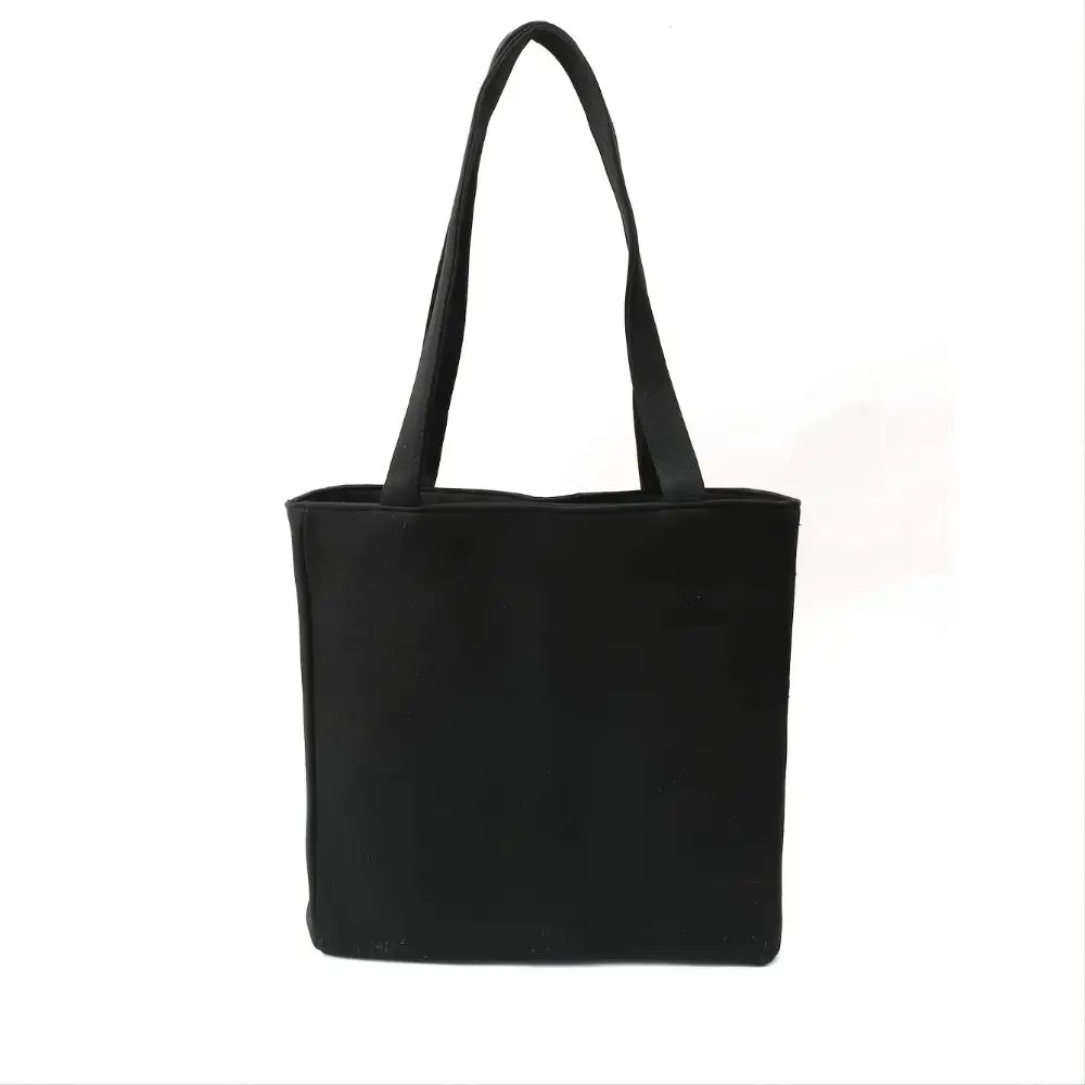 Color: Dark Grey - Ethnic Style Women Shoulder Bag Casual Canvas Large Capacity Embroidered Tote Bag Handbag Colorful Shopping Bag