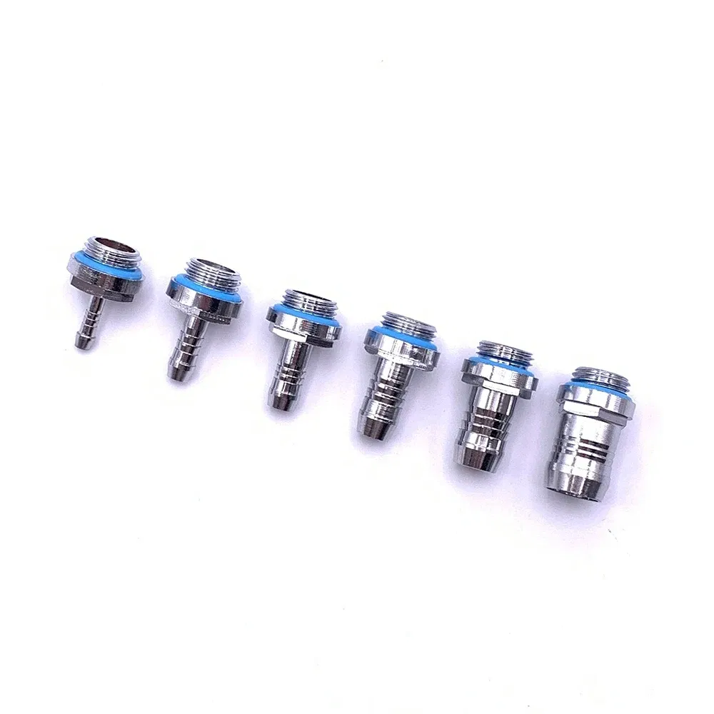 Color: Orange - 6pcs PC Water Cooling Barb Fitting Two-Touch Fitting G1/4 Thread Barb Connector for Computer Cooling System 4/6/7.2/9/11/14mm