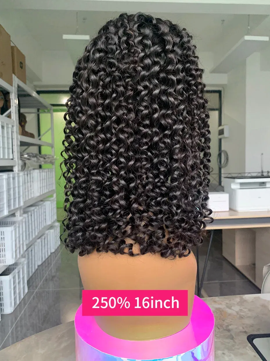Hair Color: Natural Color, Ships From: CHINA, Stretched Length: 16inches, Density: 250% - Curly Wigs Full 250 Density Short Bob Wig Human Hair Vietnamese Raw 13x4 13x6 Double Drawn Jerry Curly Lace Front Human Hair Wig