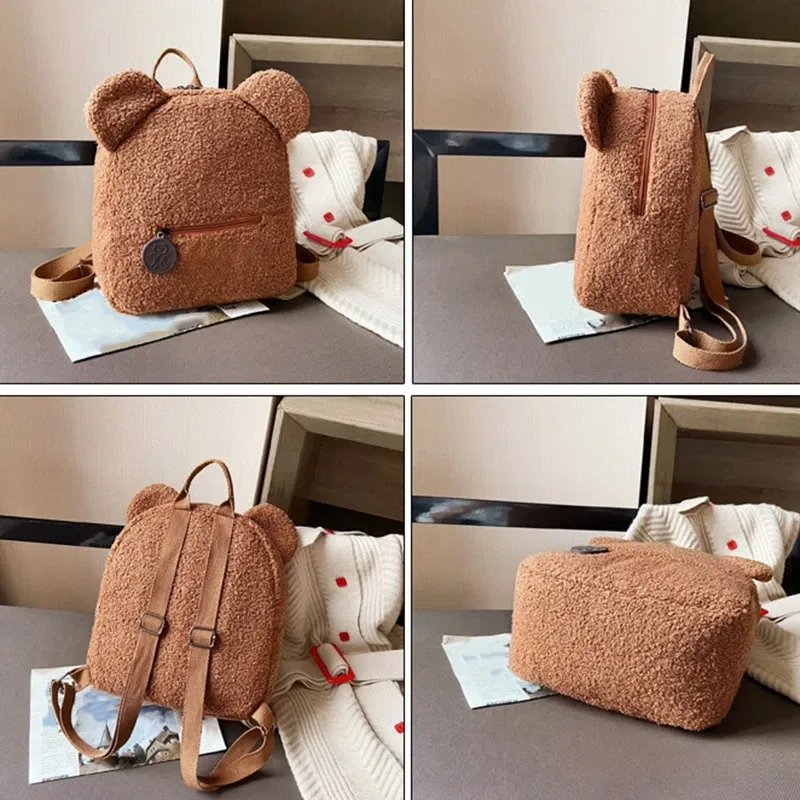 Color: Black - Bear Backpacks Portable Children Travel Shopping Rucksacks Women's Cute Bear Shaped Shoulder Backpack
