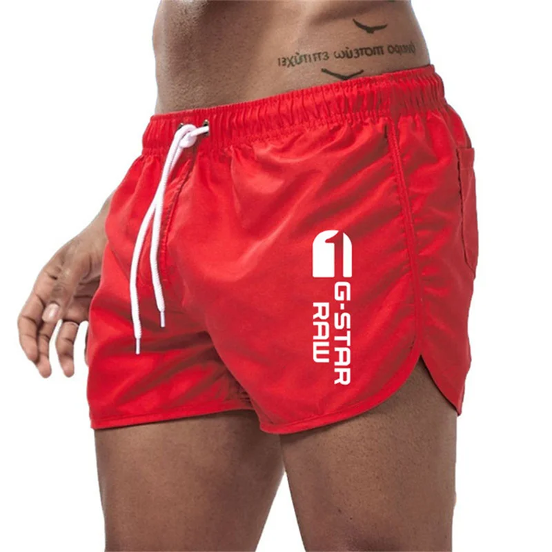Color: WHITE, Size: XL - Summer new men's luxury beach pants clothing quick dry gym jogging sexy shorts vacation casual swimming trunks
