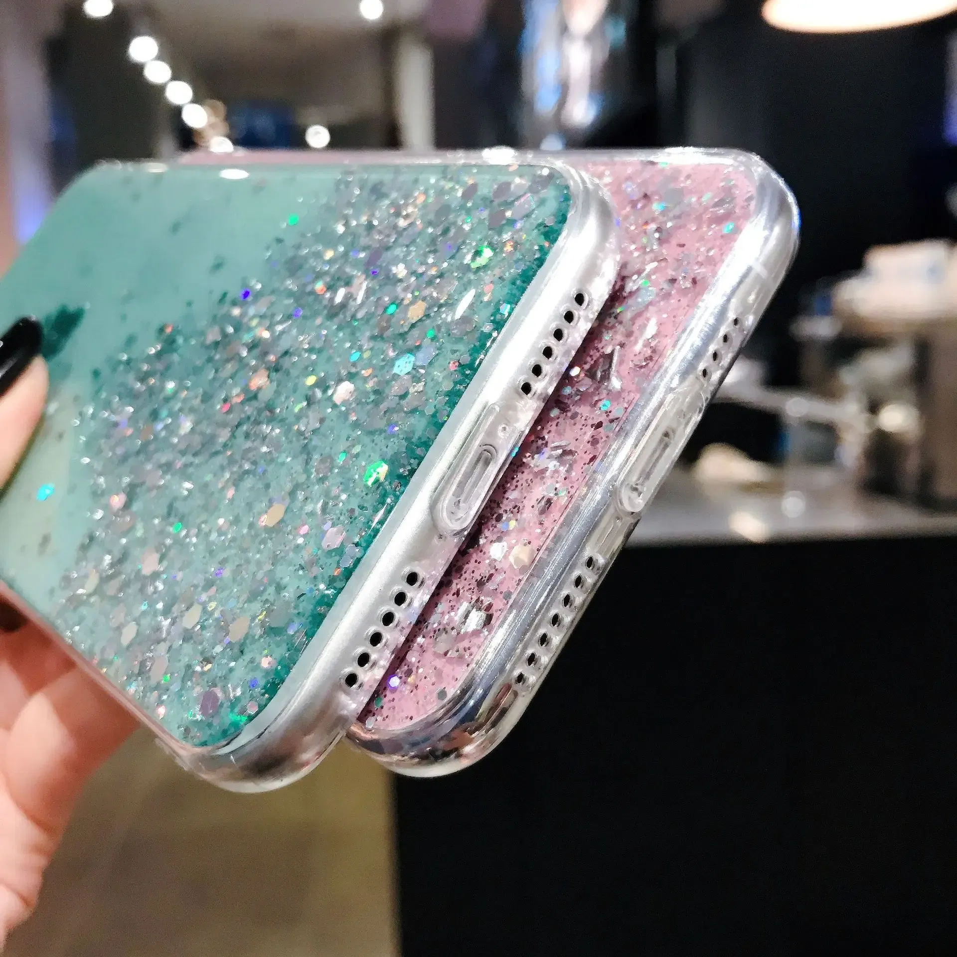 Color: PURPLE, Compatible-Phone Models: For iPhone 11 Pro Max - 16 Pro Max, Epoxy Resin Case, iPhone 15 Case with Sequins, Epoxy Case, iPhone 14 Case, Glitter Girls Designs, 13 Pro Max, 15Pro