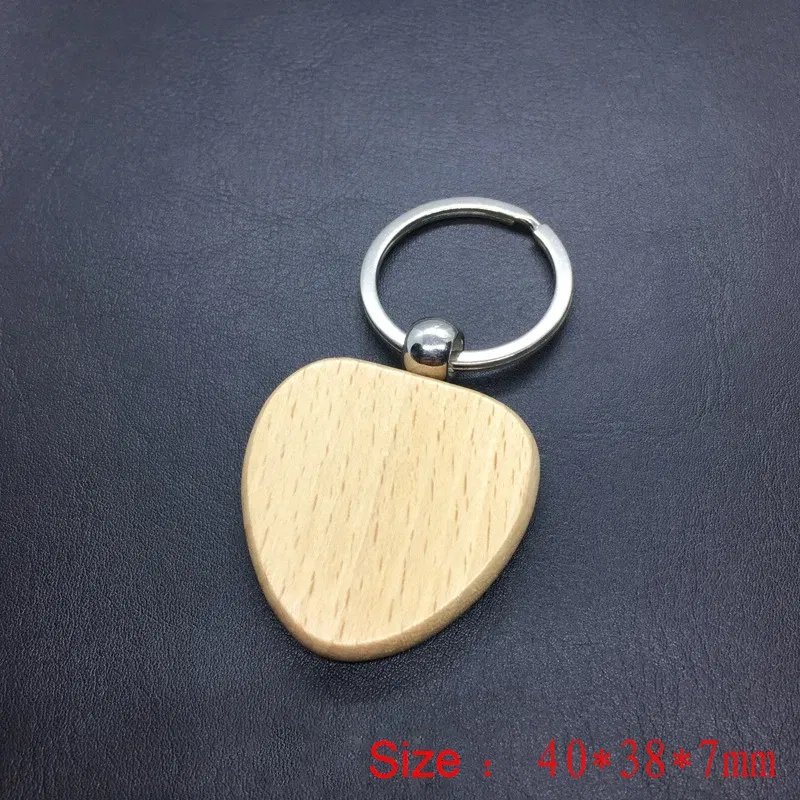 Color: black - 2024 Custom Logo Blank Round Rectangle Wooden Key Chain DIY Promotion Wood Keychains Wedding Gift