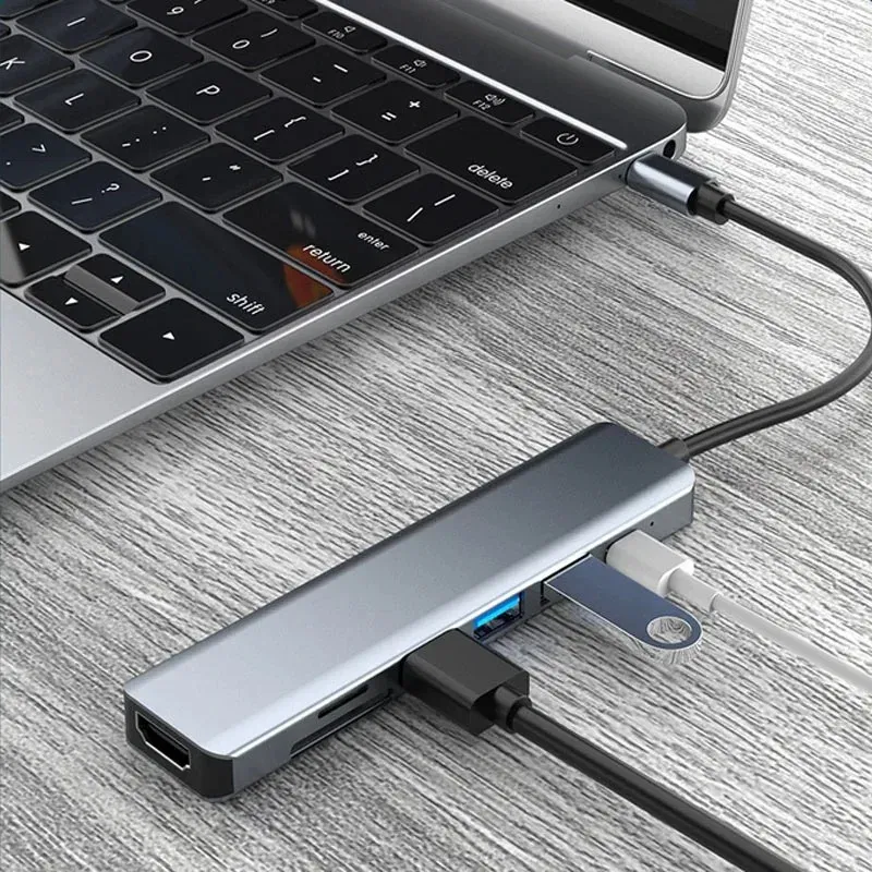 Usb 8 In 1 Type C 3 1 To 4k Hdmi Hub Adapter With Sd Tf Rj45 Card Reader Pd Fast Charge For Macbook Notebook Computer