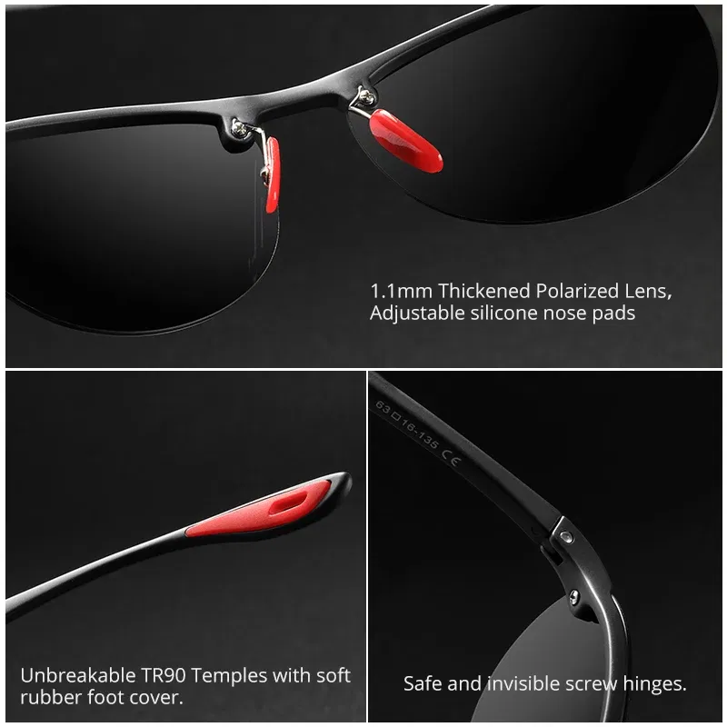 Lenses Color: green - KDEAM Rimless Oval Men's Sunglasses Polarized TR90 Material Frame TAC Polarization Lense Soft Rubber Foot Cover