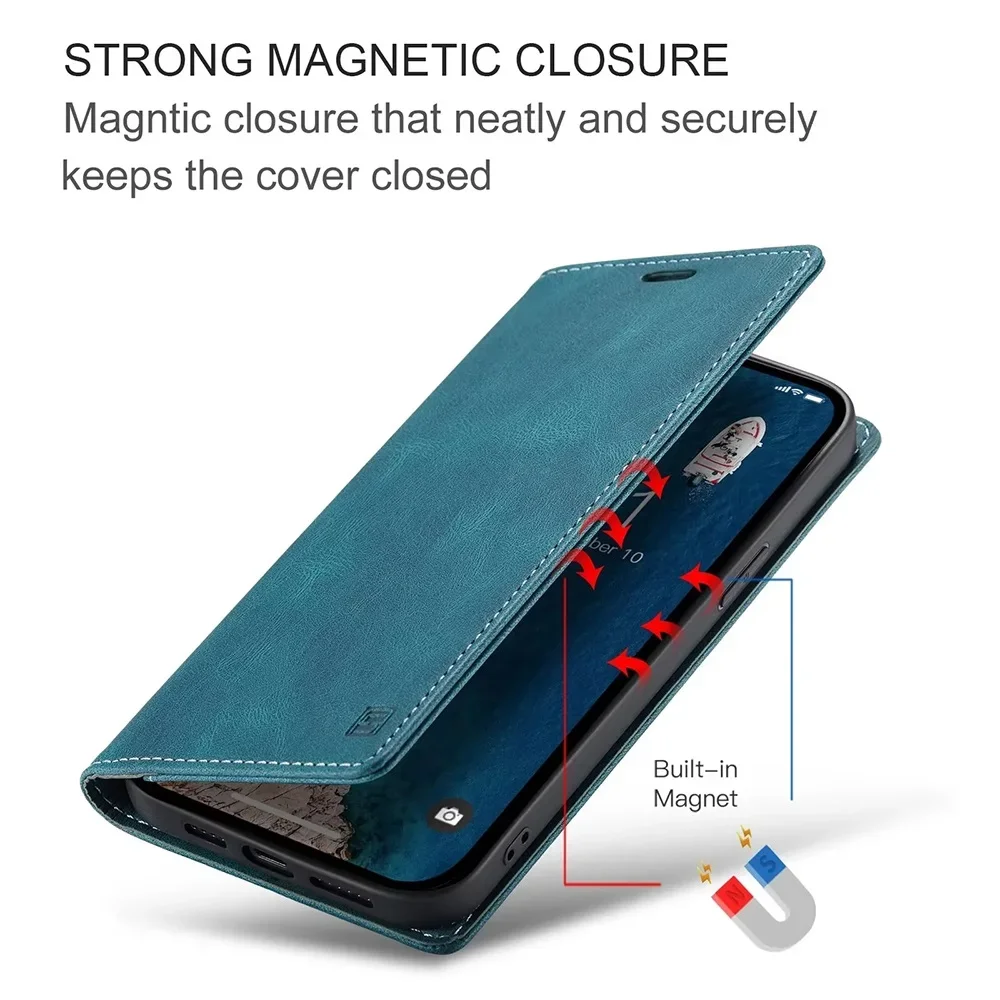 Color: Red, Material: Genuine leather - Leather Cases for IPhone 16 15 14 13 12 11 Pro Max XR XS Max 8 7 6s Plus SE 2022 2020 Wallet Folio Flip Cover Rfid Blocking