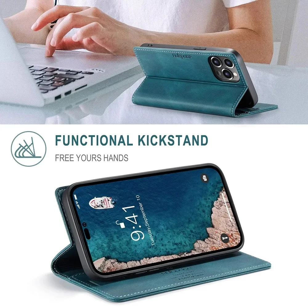 Color: Red, Material: Genuine leather - Leather Cases for IPhone 16 15 14 13 12 11 Pro Max XR XS Max 8 7 6s Plus SE 2022 2020 Wallet Folio Flip Cover Rfid Blocking