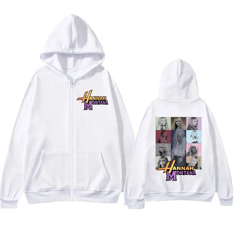 Color: GRAY, Size: S - New Hannah Montana Logo Zipper Hoodie Miley Cyrus The Eras Tour Men Women Jacket Sweatshirt Fashion Aesthetic Trend Zip Up Hoody