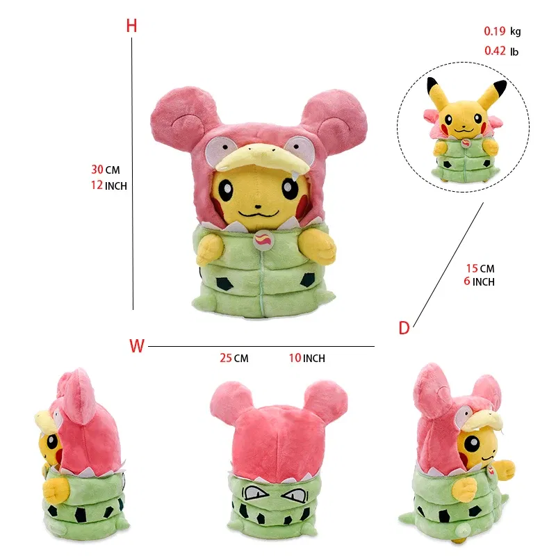 Color: LightCoral - Cos Eevee Pikachu Cosplay Plush Toys Pikachu Peluche Lucario Stuffed Animal Doll Collectible Gift,Cartoon 20-30CM