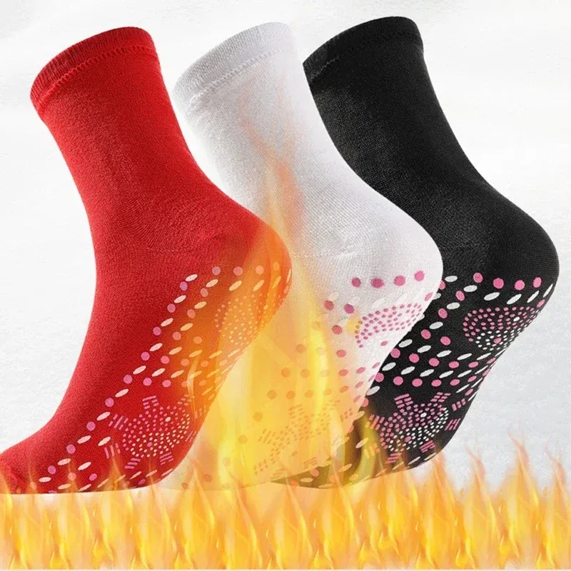 Color: black - 1/5pairs Tourmaline Self-Heating Socks Winter Warm Thermal Health Care Socks Slimming Health Short Sock Magnetic Therapy Sock