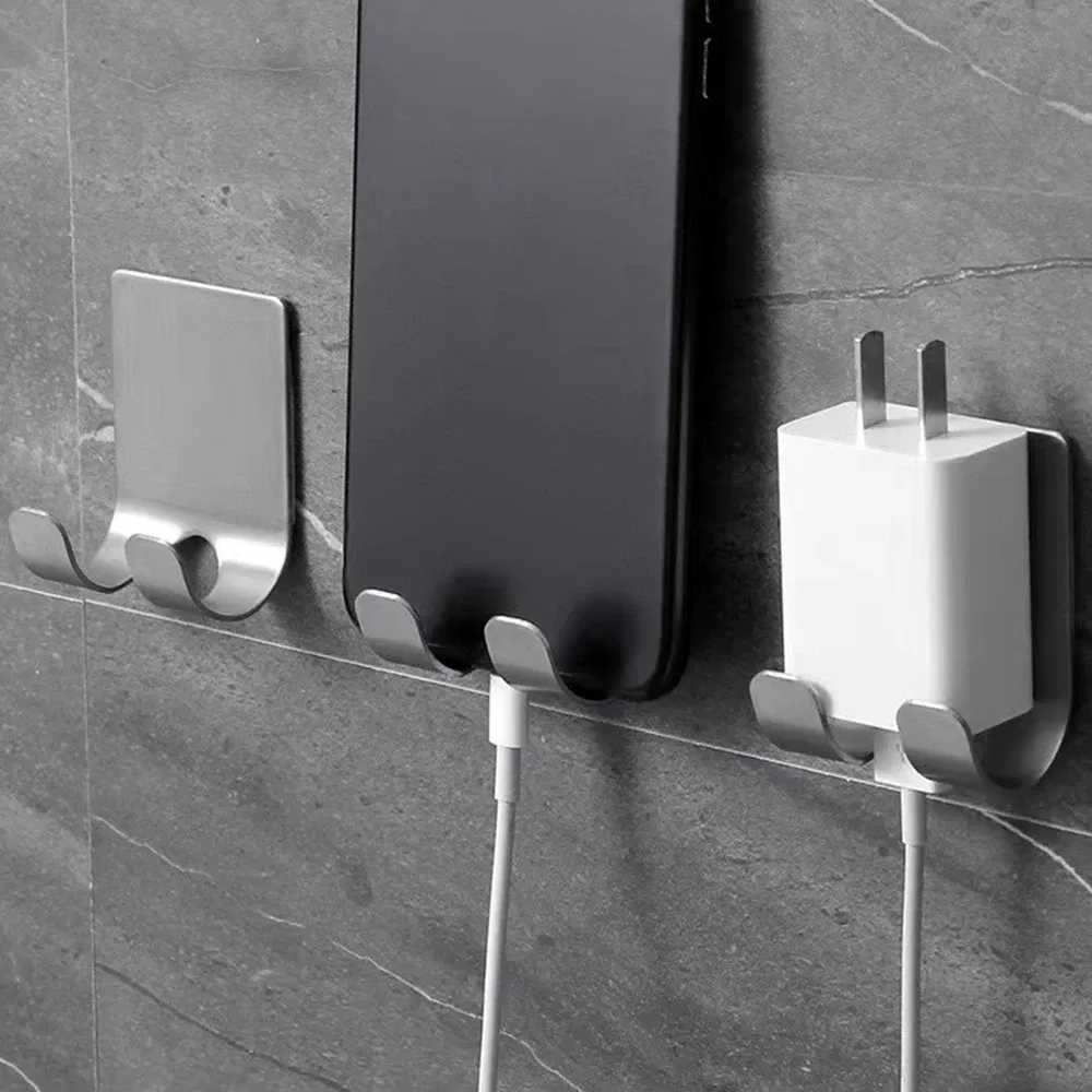 Color: Silver - Punch-free Razor Holder, Storage Hook, Space Aluminum Multi-purpose Bathroom Accessories