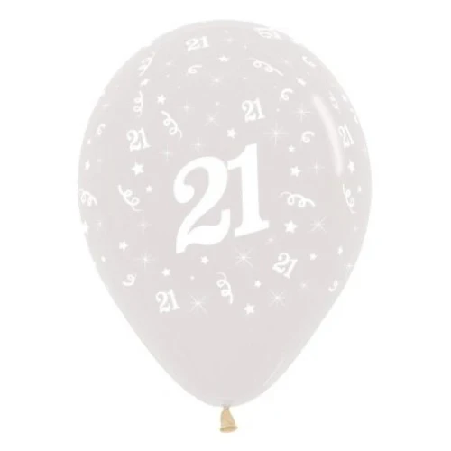Balloons Age 21 Jewel Crystal Clear  - Pack of 6