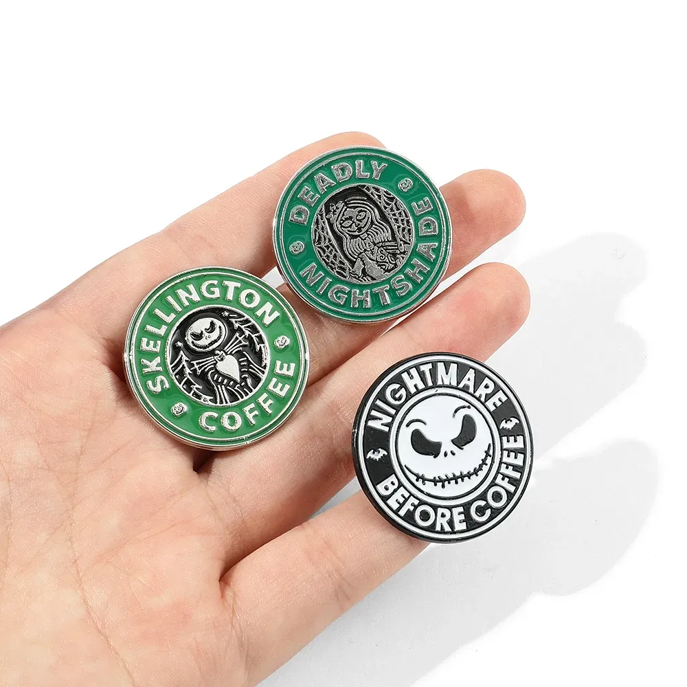 Metal color: Gold-color, Ships From: CHINA - Disney The Nightmare Before Christmas Enamel Pin Cartoon Figure Sally Jack Skellington Metal Badge Brooch Kawaii Accessories