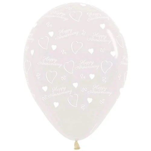 30cm Anniversary Jewel Crystal Clear 6PK Latex Balloons - Pack of 6
