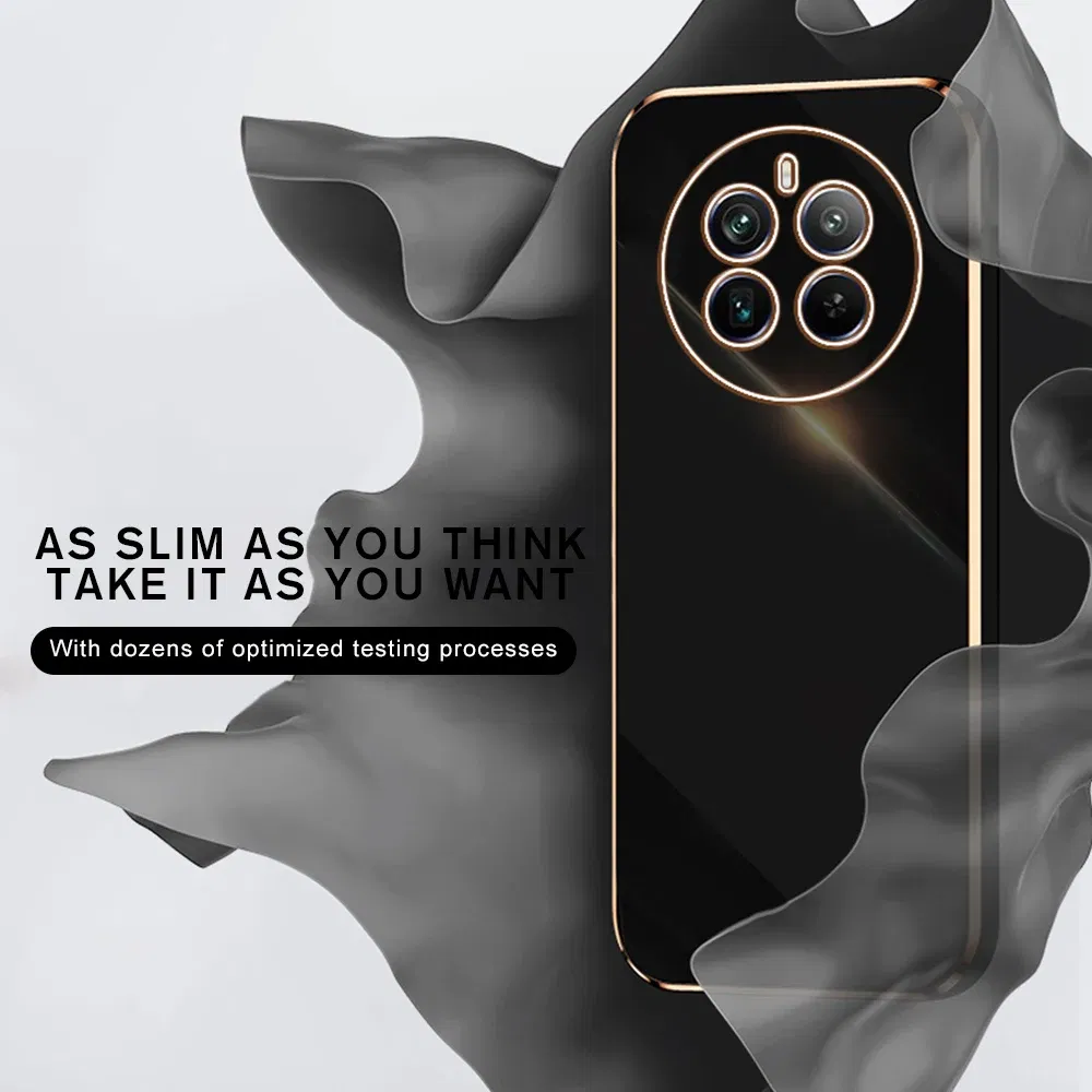 Material: Aluminum, Color: Black - Realmi 12 Pro Plus 5G Case New Straight Edge Electroplating TPU Soft Cover For Realme 12 Pro+ 5G Protect Lens Shockproof Coque