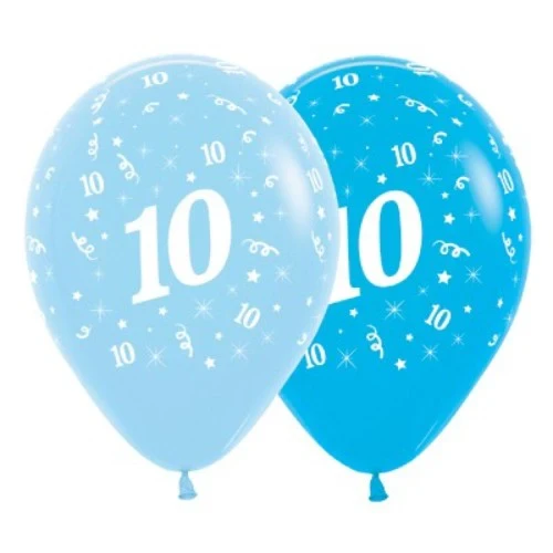 Balloons Age 10 Blue - Pack of 6