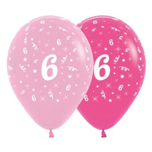 Balloons Age 6 Pink - Pack of 6