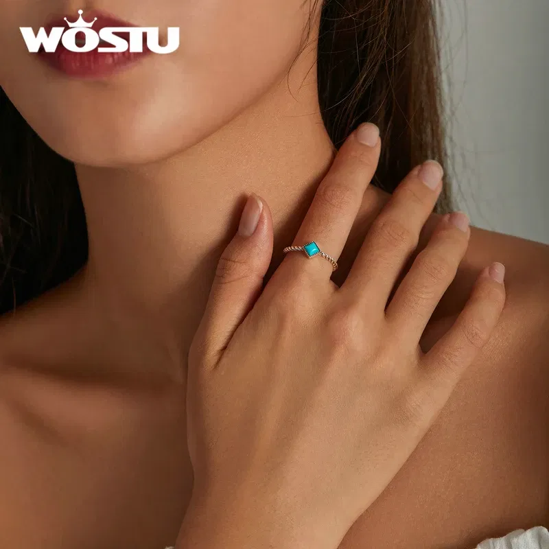Gem Color: Lemon yellow, Ships From: CHINA - WOSTU Real 925 Sterling Silver Open Ring Finger Adjustable Size Wedding Rings For Women Engagement Fashion Silver Jewelry Gift
