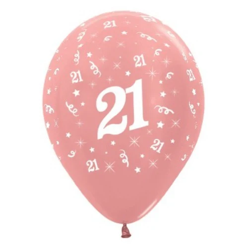 Balloons Age 21 Rose Gold Metallic Pearl  - Pack of 25