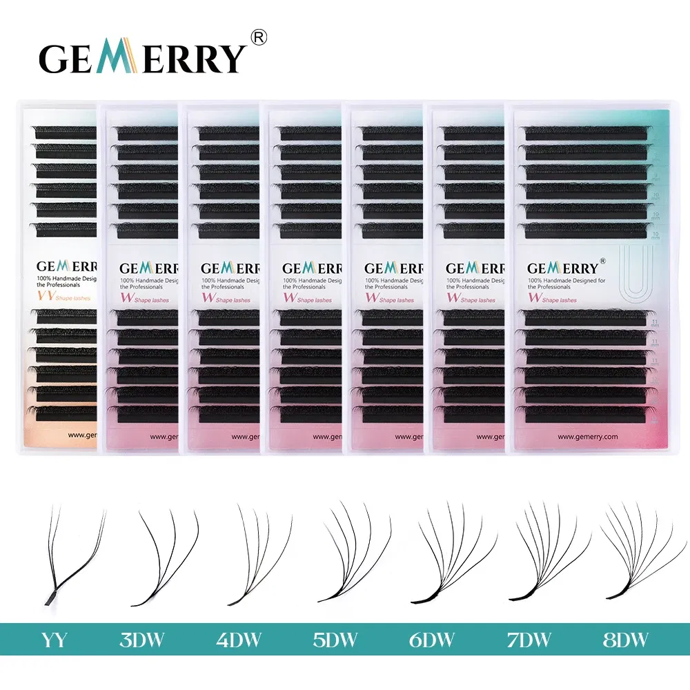 Color: Clear, Curl: D, Thickness: 0.07mm, Length: 10mm, Ships From: CHINA - Gemerry YY Shaped Eyelash Extension Automatic Flowering W Shape Bloom 3D 4D 5D 6D 8D Premade Fans Eyelash Makeup Volume Lashes