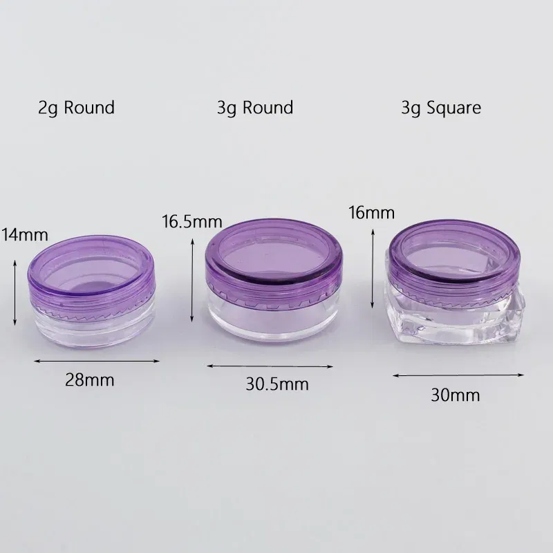 Color: Light Grey - 15pcs 2g 3g Empty Jars Refillable Mini Plastic Bottle Cosmetic Jar Container Small Round Bottle Little Cream Jar Solid Perfume