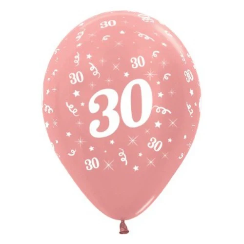 Balloons Age 30 Rose Gold Metallic Pearl  - Pack of 25