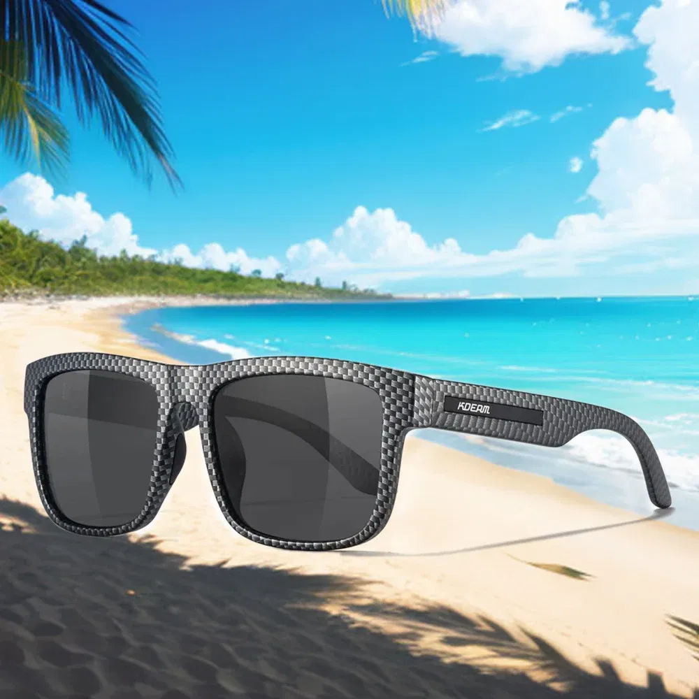 Lenses Color: green, Frame Color: black - 2024 KDEAM New Polarized Sunglasses For Men UV400 Protection Lens Black Grey Frame Driving Sun Glasses Fishing Eyewear