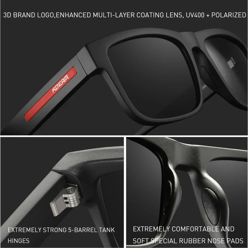 Lenses Color: green, Frame Color: black - 2024 KDEAM New Polarized Sunglasses For Men UV400 Protection Lens Black Grey Frame Driving Sun Glasses Fishing Eyewear