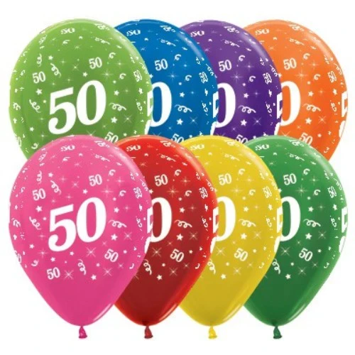 Balloons Age 50 Metallic Assortment  - Pack of 25