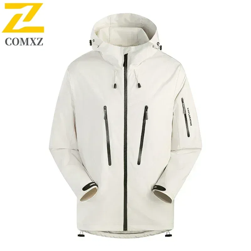 Color: Silver, Size: S - Spring Autumn Men's Windbreaker Fashion Outdoor Mountaineering Travel Windproof Waterproof Hooded Jacket Slim Fit Versatile Coat