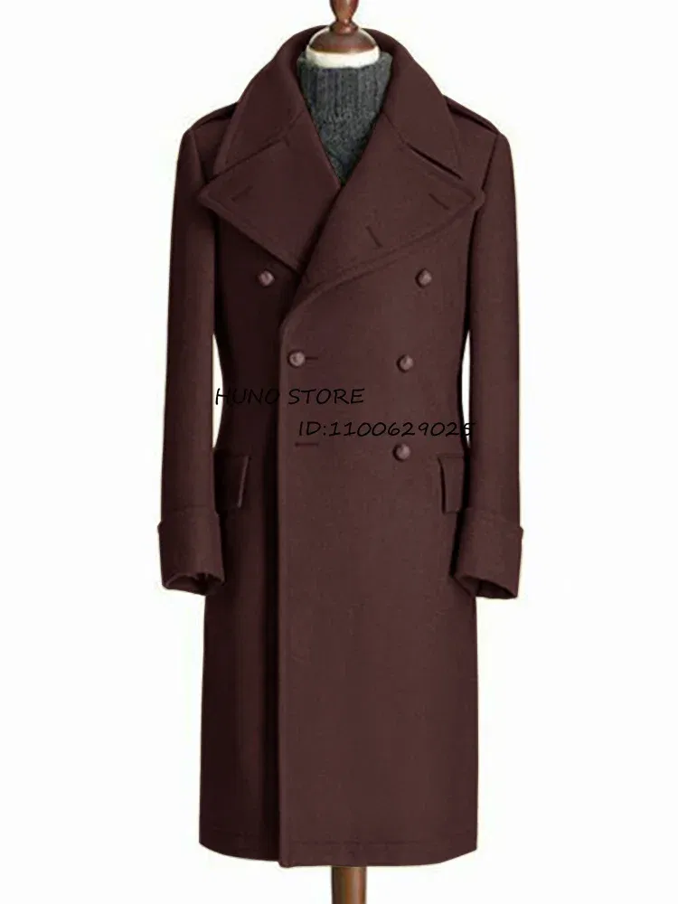 Color: black, Size: S - Windbreak Men's Jacket Wool Long Coat Lapel Double Breasted Men's Trench Coats Windbreakers Jackets Man Winter 2023 Martens Male