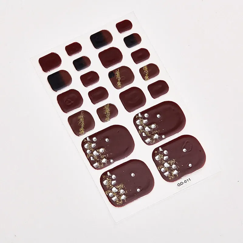 Color: Yellow - 22 Tips/Sheet Fashion Nails Sticker Designer Nail Accesoires Nail Adhesive Nail Wraps DIY Valentines Loveliness Designed Shiny