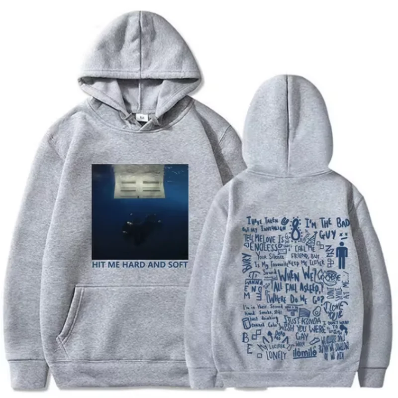 Color: Blue, Size: XXL - 2024 Hit Me Hard and Soft Tour Hoodie Billie Hoodie Men's Hoodie Sudaderas Men's Casual Sports
