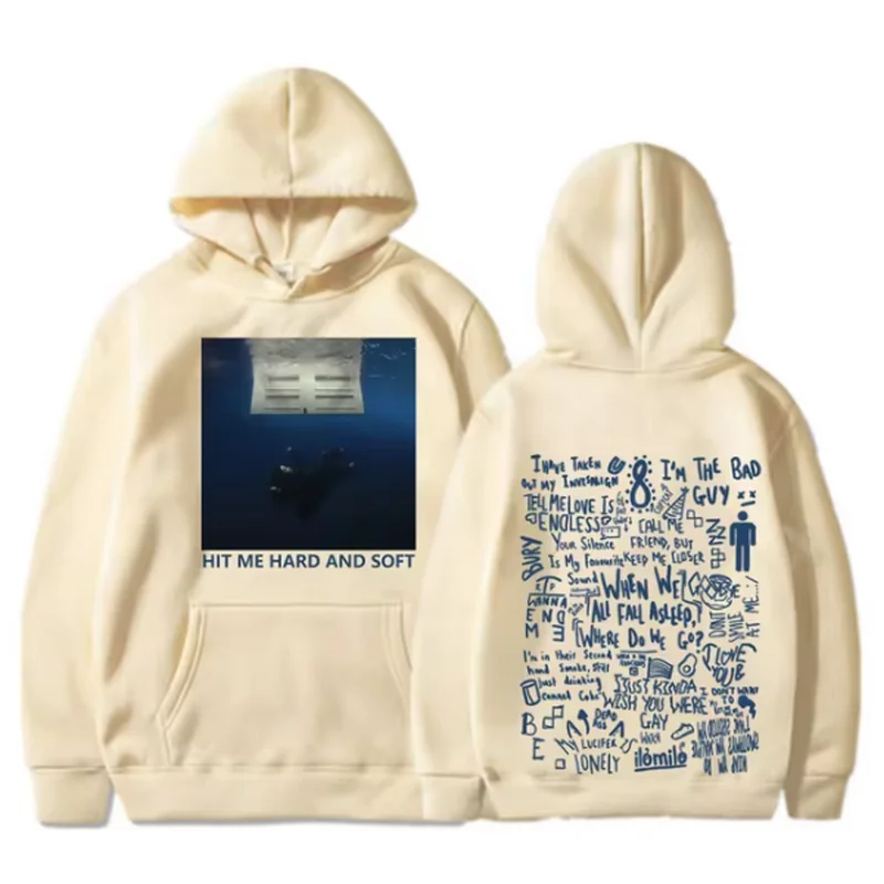Color: Blue, Size: XXL - 2024 Hit Me Hard and Soft Tour Hoodie Billie Hoodie Men's Hoodie Sudaderas Men's Casual Sports