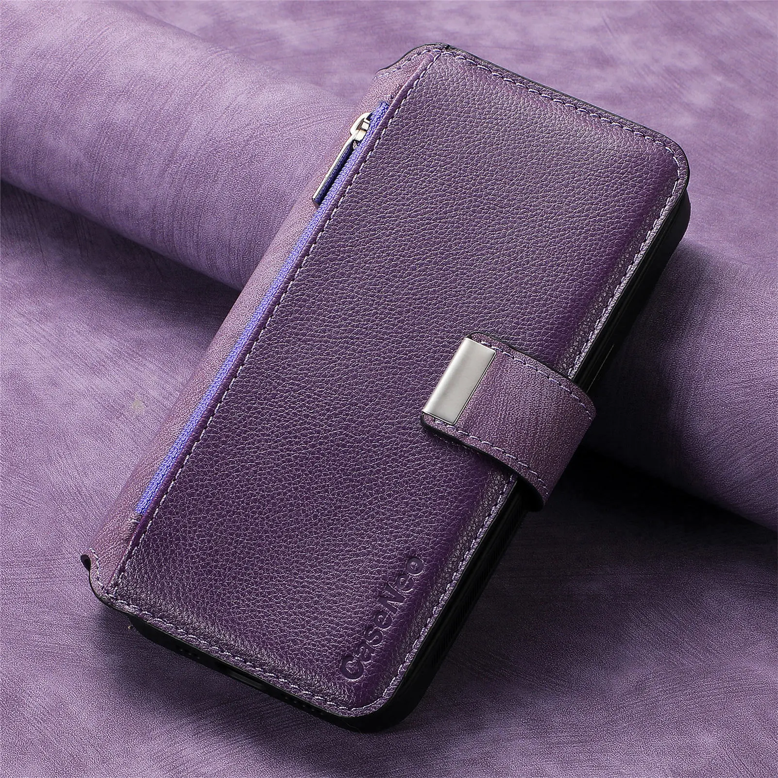 Color: BRIGHT PINK, Material: PP - With Magsafe Wallet Case For Xiaomi Poco X6 X5 X3 M6 M5S M4 M3 F6 F5 Pro F3 C31 Zipper Leather Multi 6 Card Slot Removable Cover