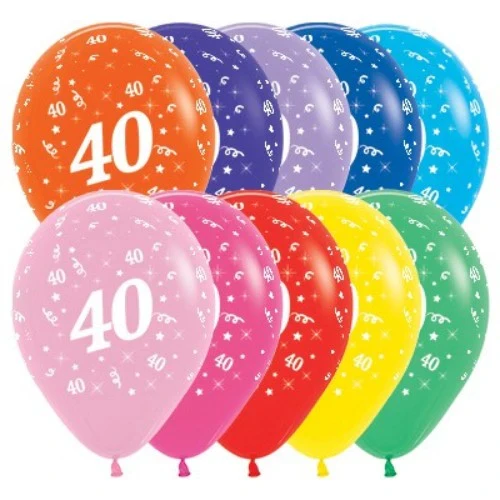 Balloons Age 40 Fashion Assortment  - Pack of 25