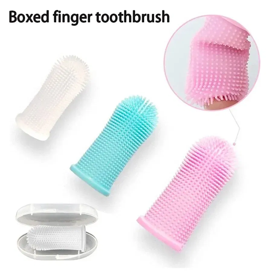 Color: Blue - Pet Finger Toothbrush Cleaning Products for Cats and DogsOral Cleaning ToothbrushesSilicone Bristles